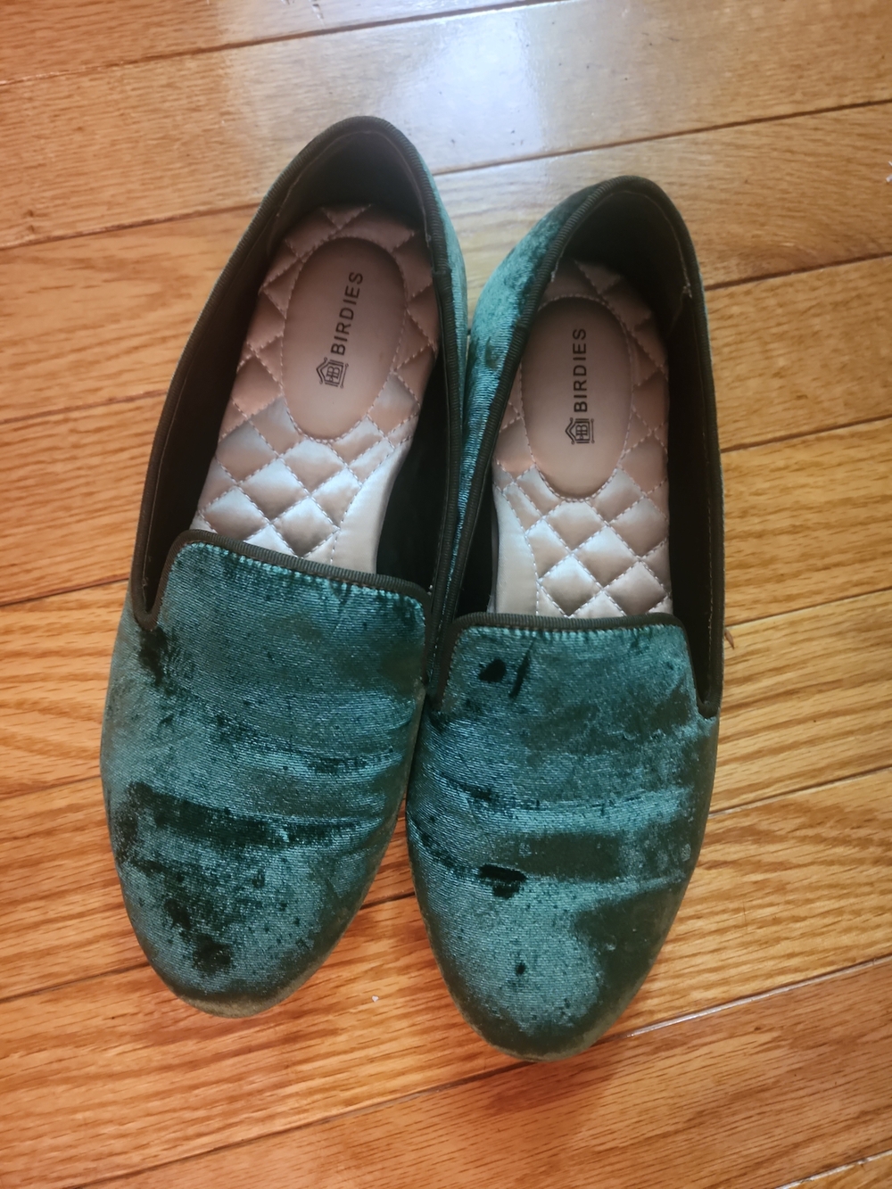 Birdies The Starling Emerald Velvet Loafers - Slip-On Women's Flats